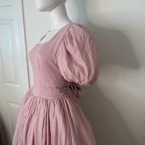 NWOT Ivy City Co Cupcake Pink Striped Puff Sleeve Dress - Picture 3 of 6